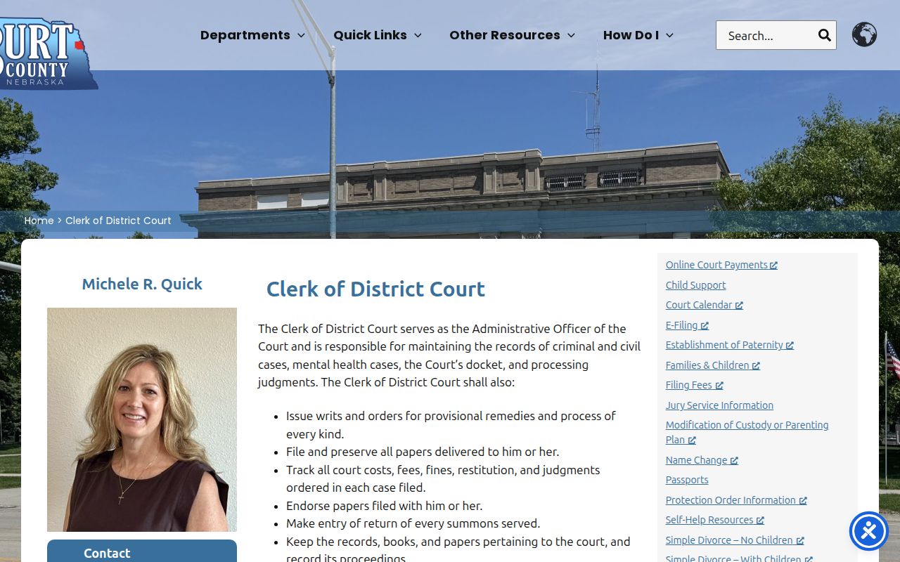 Burt County court calendar and District Clerk public terminal record access