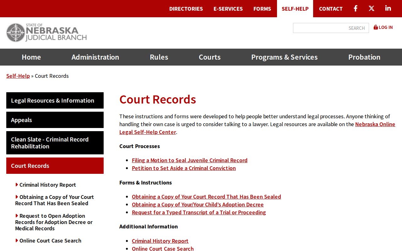 Burt County court record copy and seal self-help forms