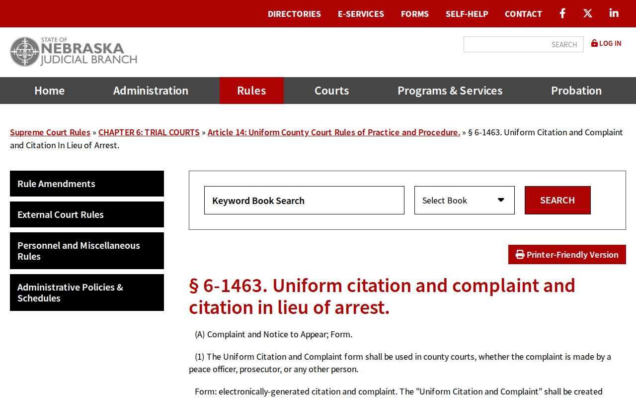 Burt County traffic ticket citation number and court record rule