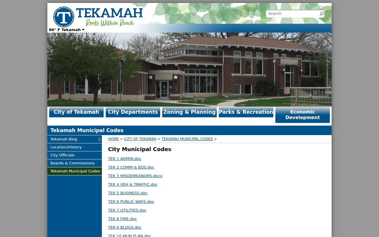 Tekamah Burt County ordinance and court docket code source
